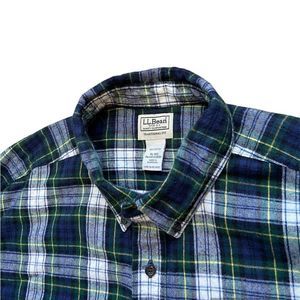 L.L Bean Traditional Fit Green Plaid 100% Cotton Flannel Men’s Size XL